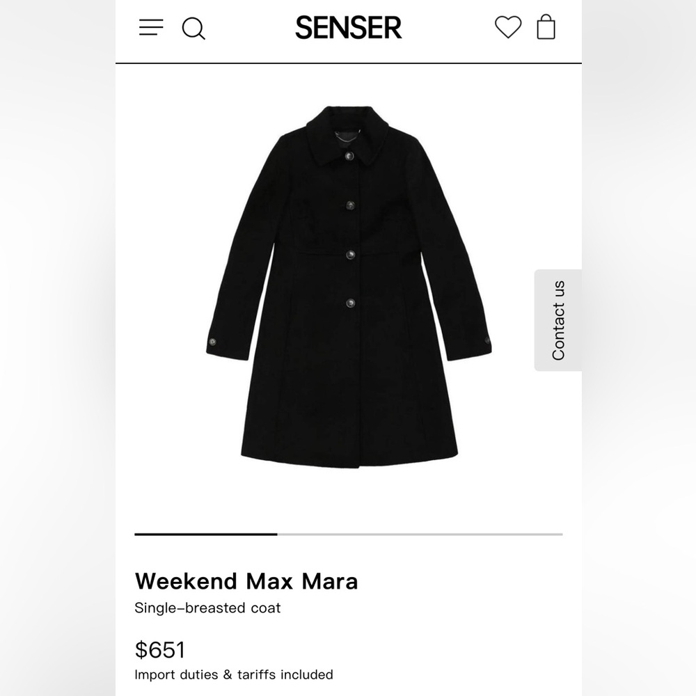 Weekend Max Mara Black Single-Breasted Wool Coat